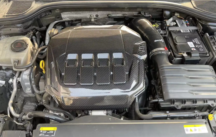 Full carbon Fiber Engine Cover for VW Golf 8 GTI