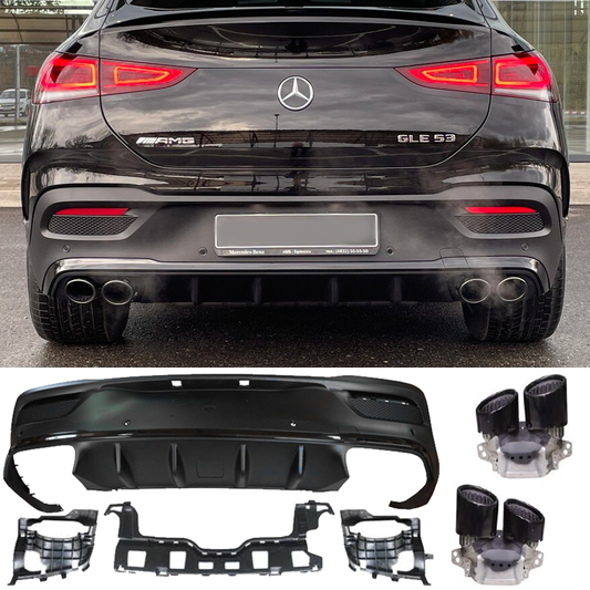 Rear diffuser & exhaust tips GLE 53 AMG Look for Mercedes C167 GLE COUPE