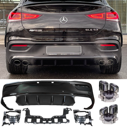 Rear diffuser & exhaust tips GLE 53 AMG Look for Mercedes C167 GLE COUPE