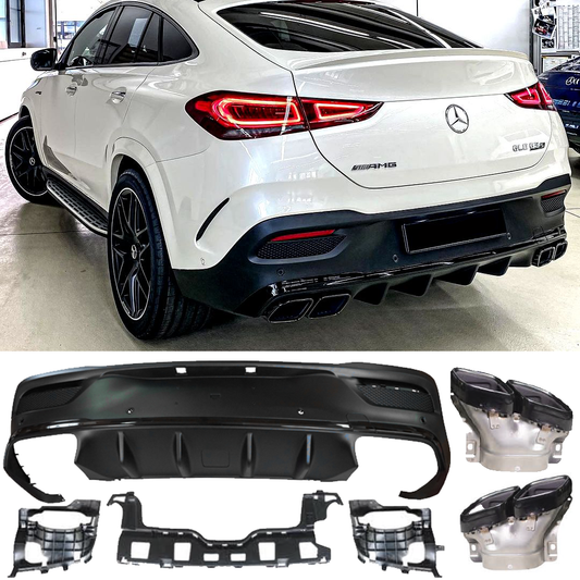 Rear diffuser & exhaust tips GLE 63 AMG Look for Mercedes C167 GLE COUPE