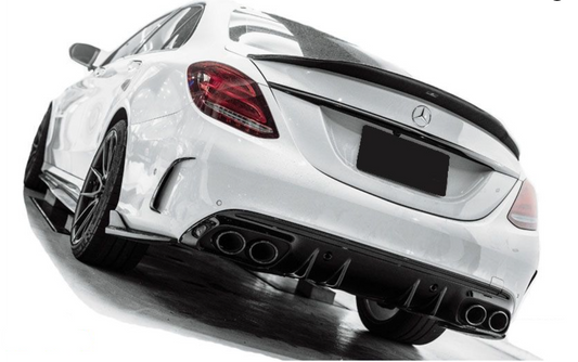 Mercedes W205 S205 C-Class diffuser + exhaust pieces (BLACK or Chrome) in C43 AMG Design